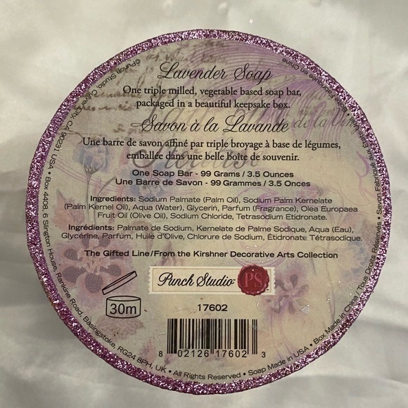 NWOT PUNCH STUDIO LAVENDER BAR OF SOAP IN A BEAUTIFUL KEEPSAKE BOX - Picture 3 of 10